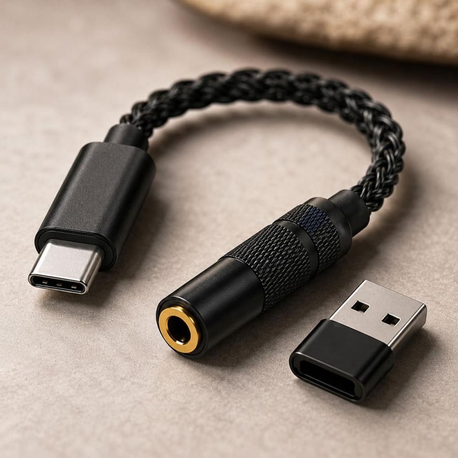 مضخم صوت HiFi USB-C إلى 3.5mm بشريحة DAC مزدوجة