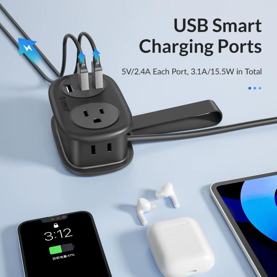 شريط طاقة ORICO AP3 متعدد المنافذ مع USB وType-C