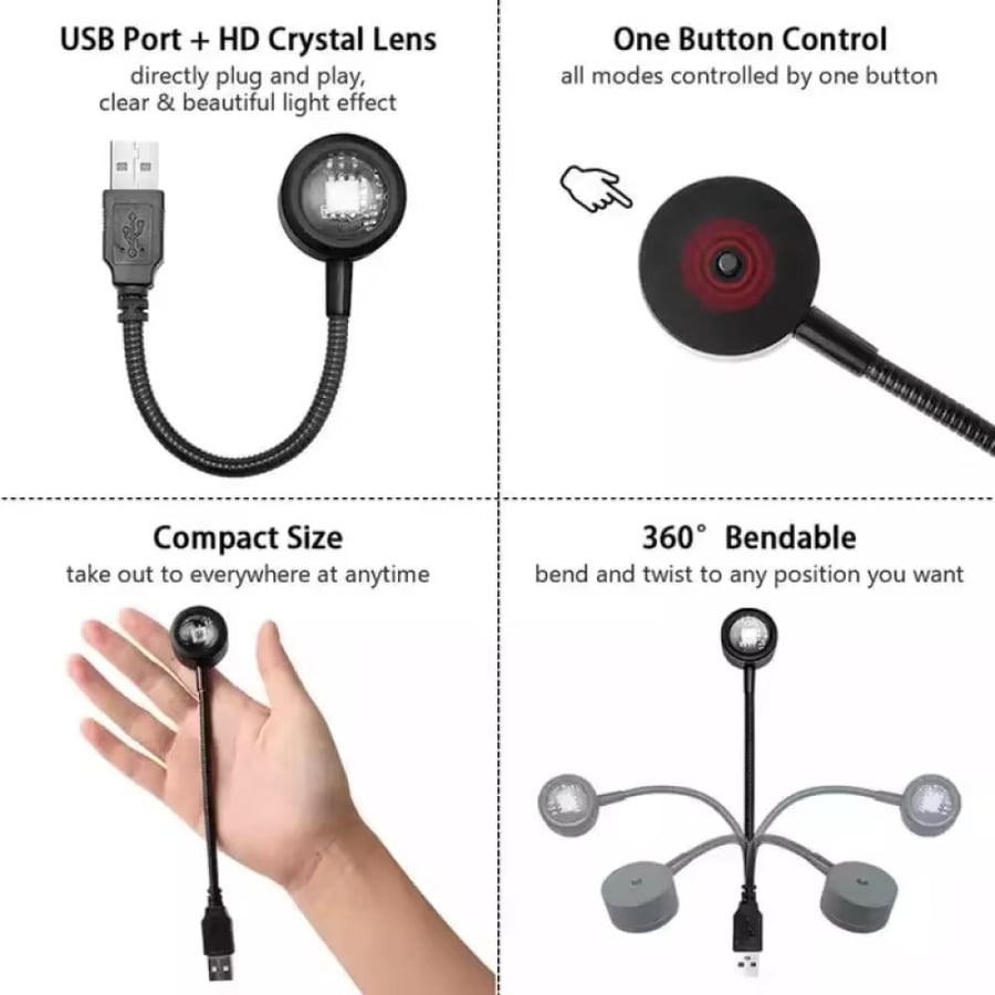 مصباح غروب الشمس LED – إضاءة ديكور وتصوير
