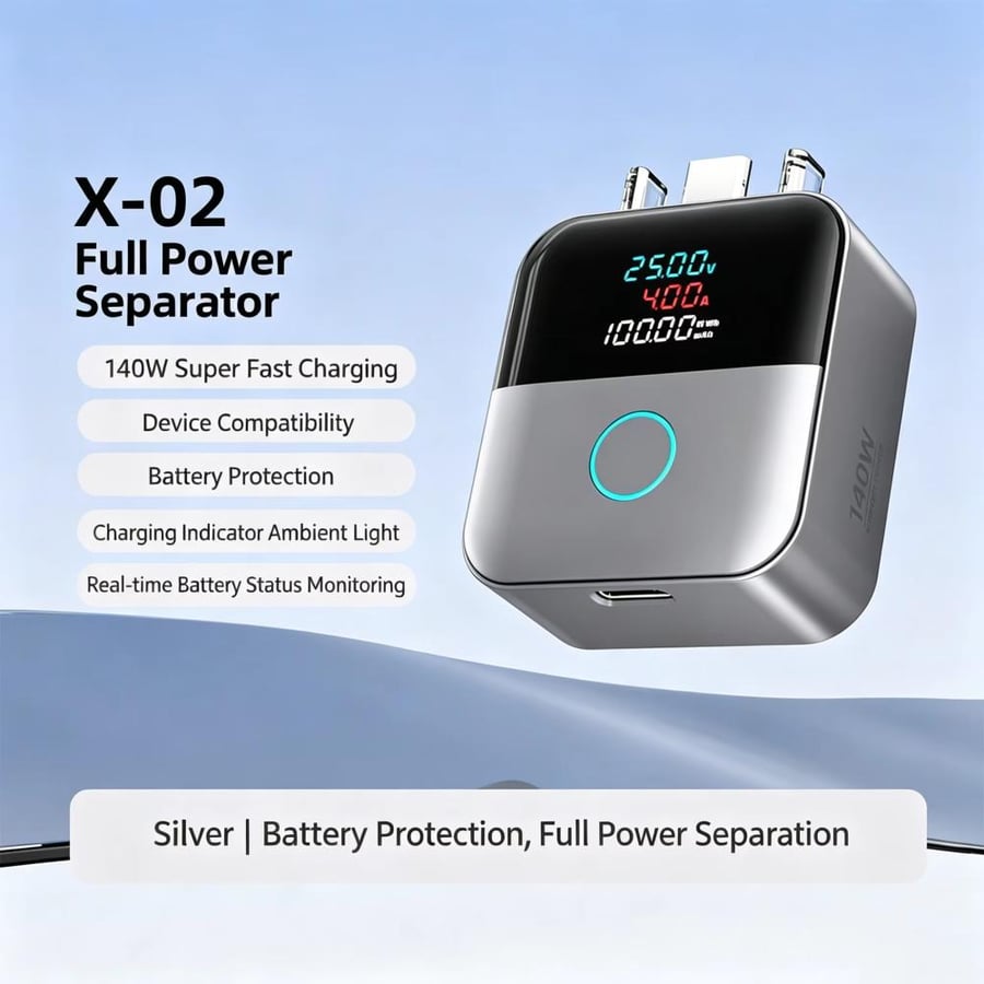 كابل شحن ذكي USB-C بقدرة 140 واط مع شاشة رقمية وإيقاف تلقائي