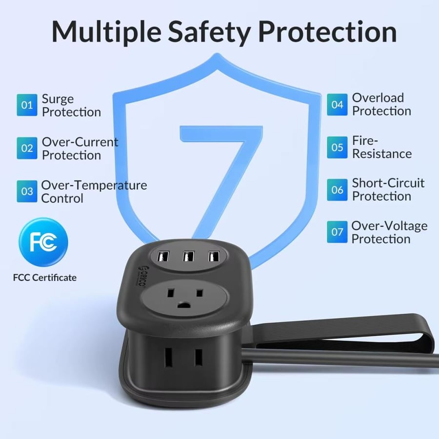 شريط طاقة ORICO AP3 متعدد المنافذ مع USB وType-C