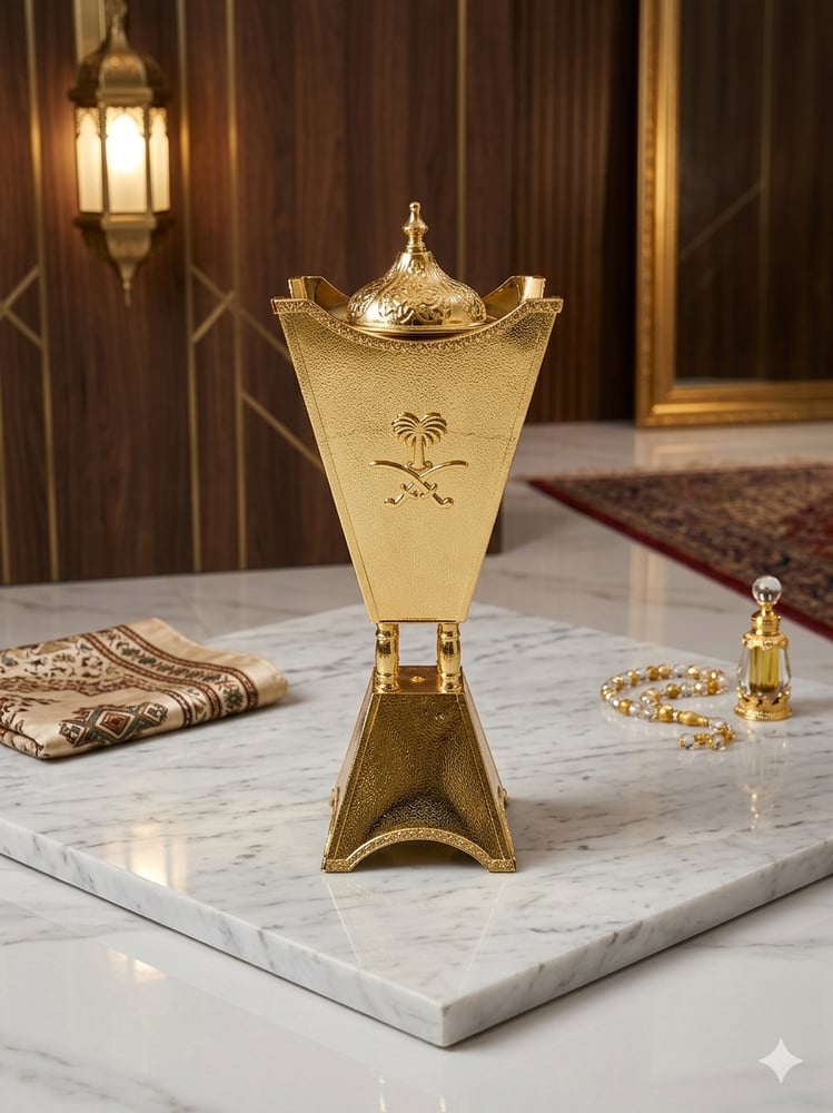 مبخرة ملكية ذهبي ارتفاع 60 سم عرض 25 سم