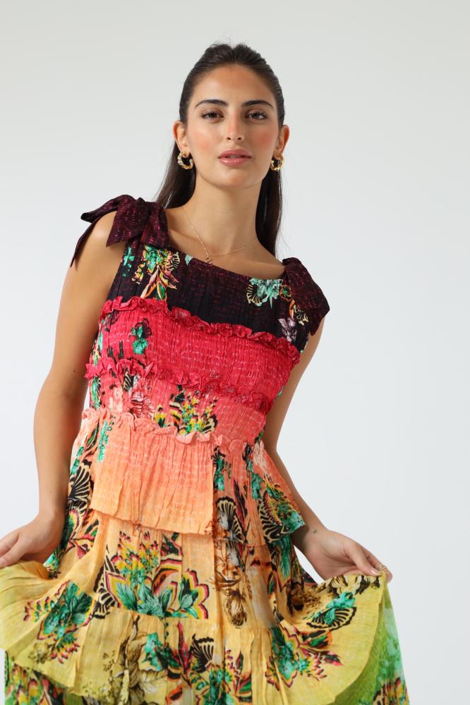 Long summer dress in bright colors