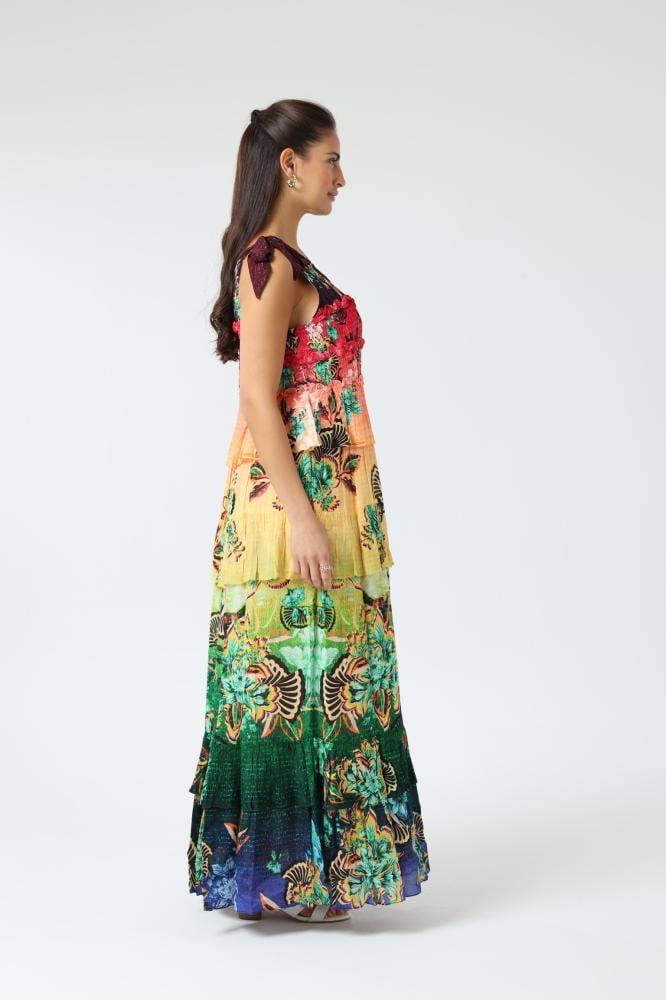 Long summer dress in bright colors