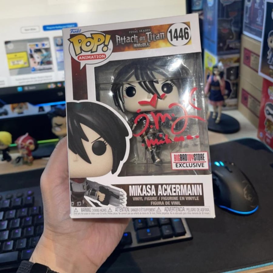 Funko Attack on Titan Mikasa 1446 Signed JSA فونكو هجوم العمالقه ميكاسا موقع موثق