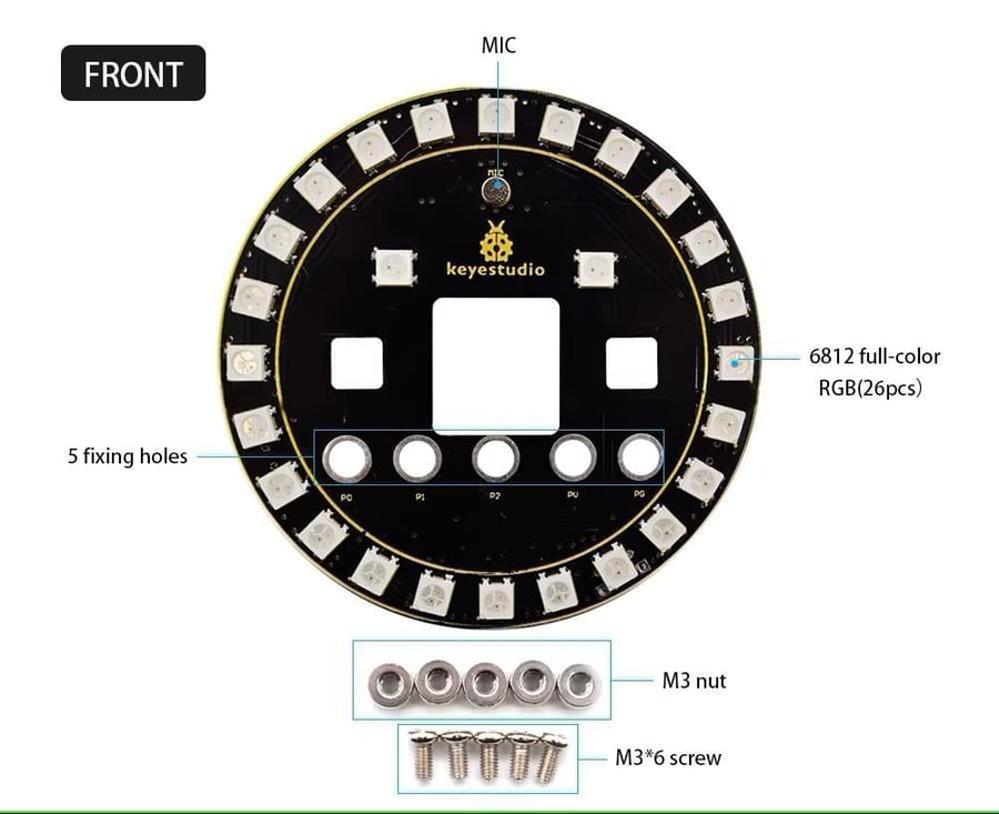 لوحة شيلد حلقية LED RGB لمايكروبت