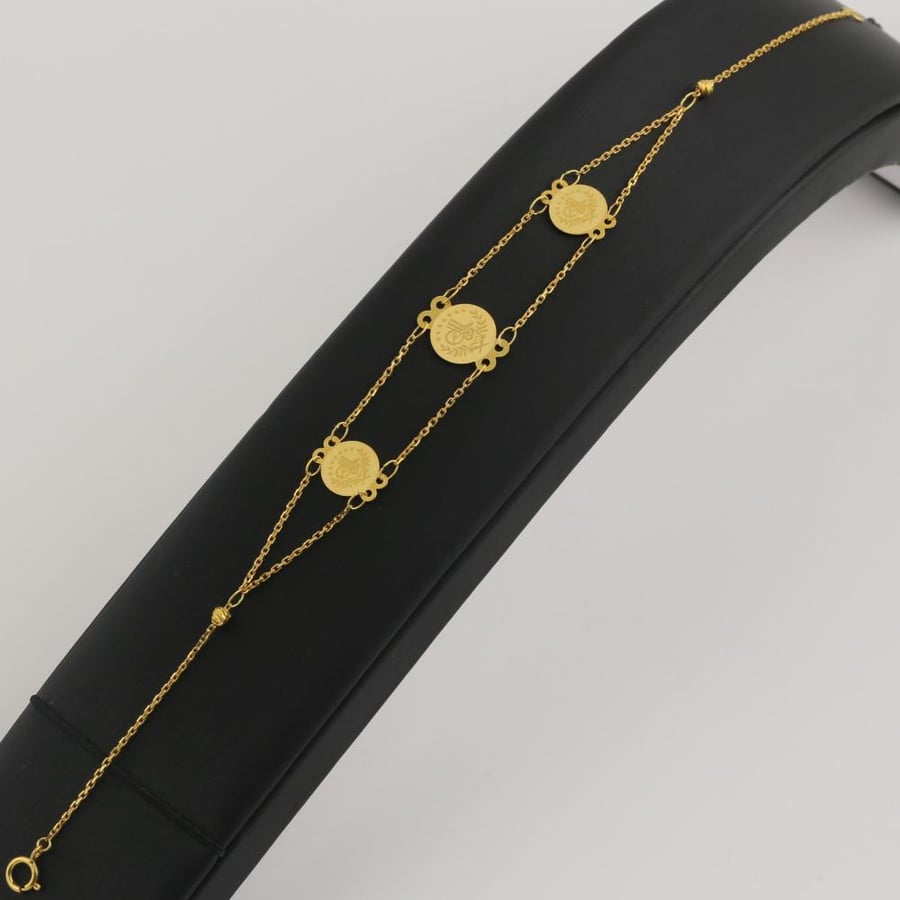 Decorative circles gold bracelet - 21 karat