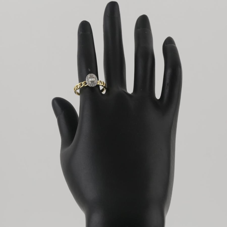 Gold ring chain with diamond design - 21 karat