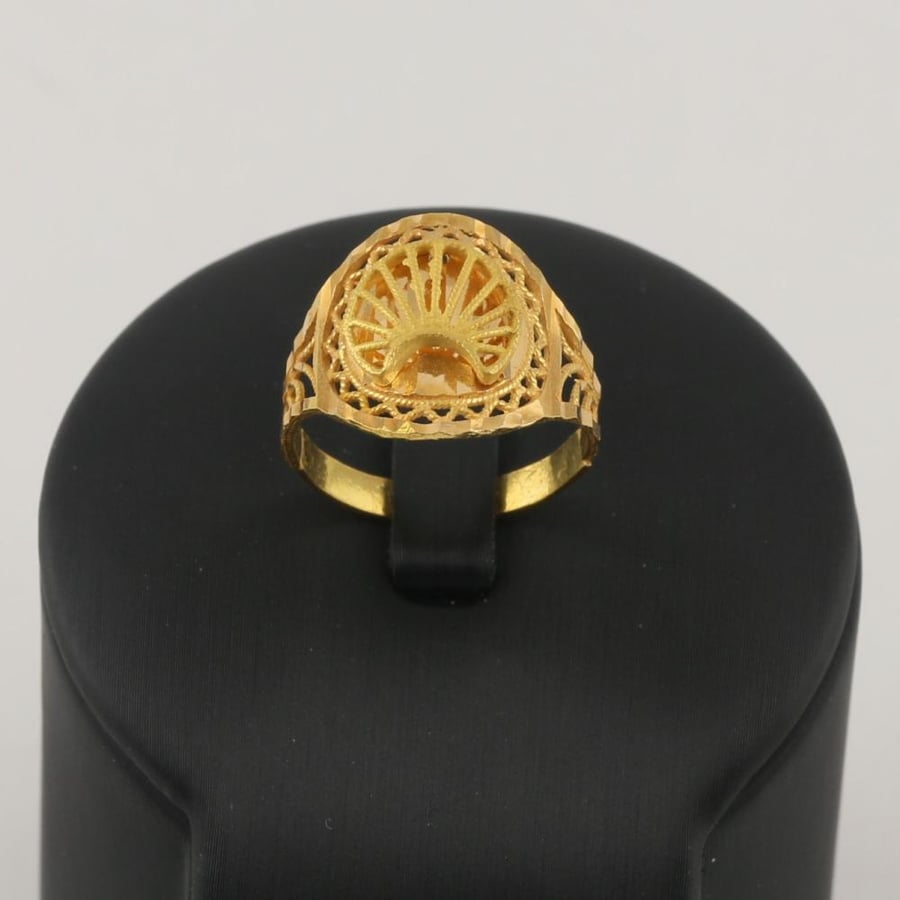 Double twisted round gold ring - 21 karat