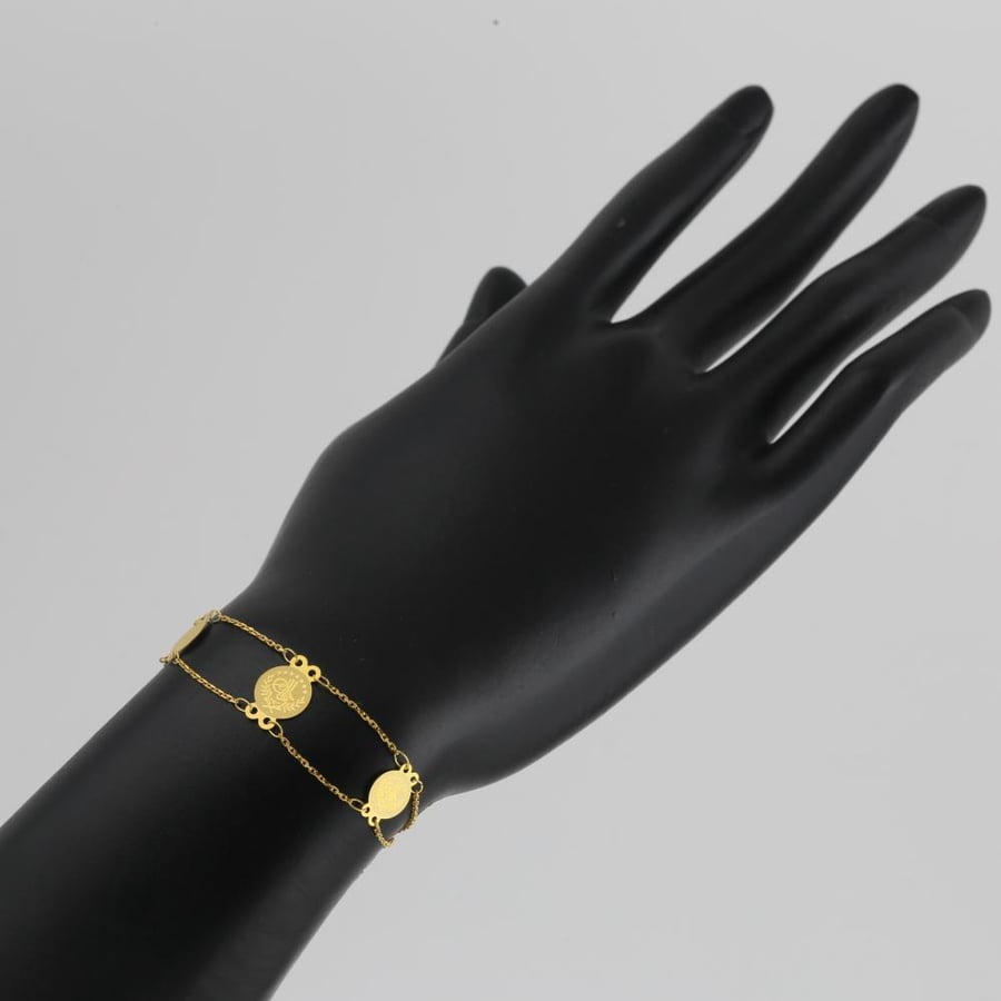 Decorative circles gold bracelet - 21 karat