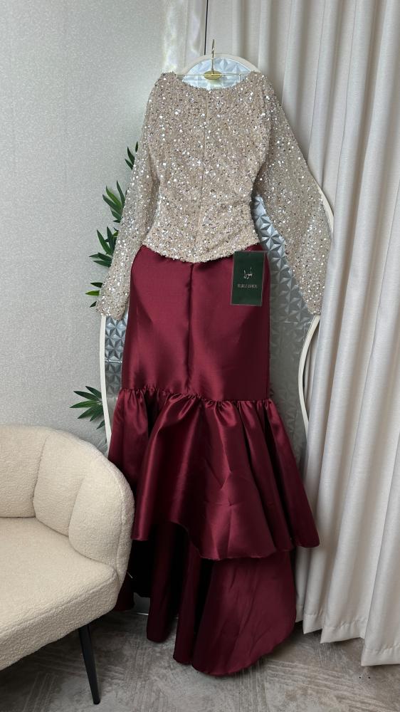 فستان سهره اتلة خرز +ميكادو