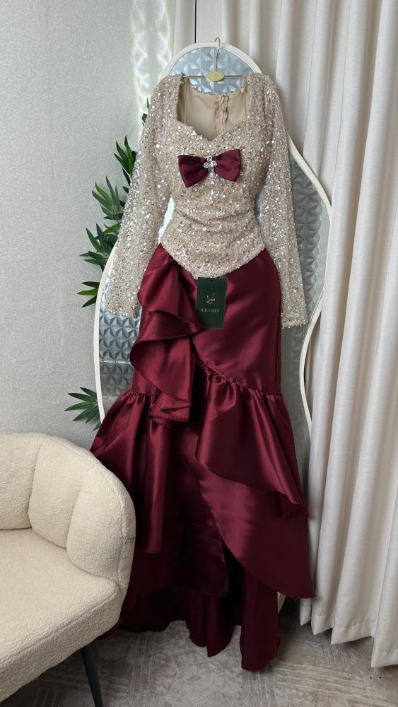 فستان سهره اتلة خرز +ميكادو