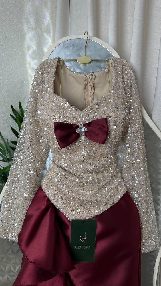 فستان سهره اتلة خرز +ميكادو