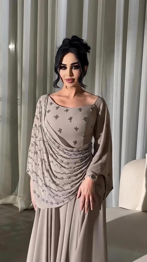 فستان سهره باربي شيفون تطريز يدوي