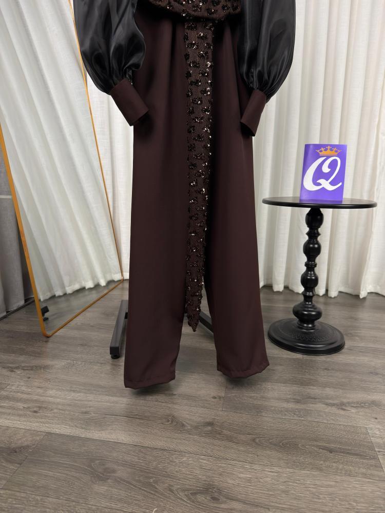 جمبسوت نسائي فخم بتصميم ملكي مزين بالترتر والدانتيل الفاخر بأكمام منفوخة وأنيقة | مناسب للمناسبات والسهرات | اللون الأسود 2026