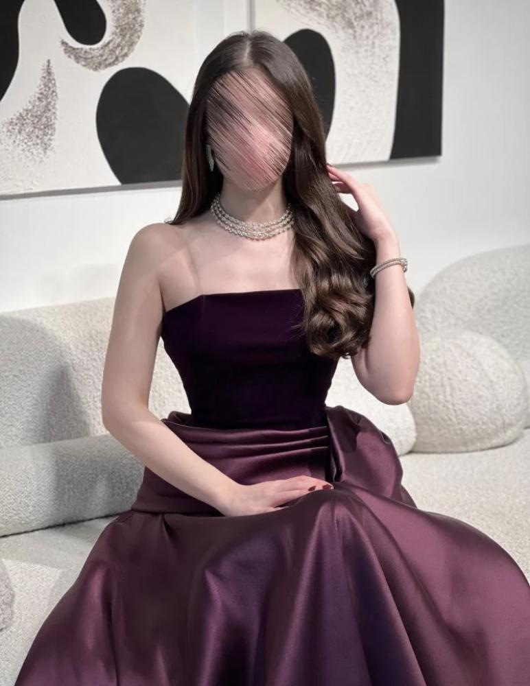 Elegant Strapless Evening Dress - فستان سهرة أنيق بدون حمالات