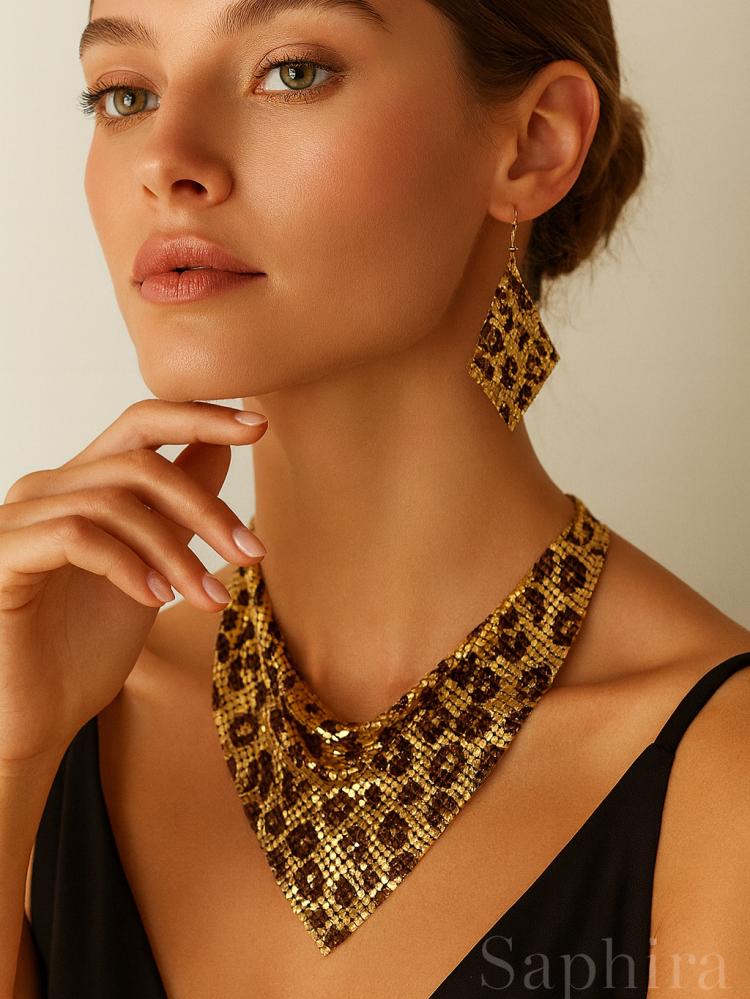 Earrings with Necklace Tiger