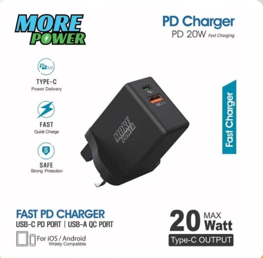 Home More Power charger 20W with PD port and USB