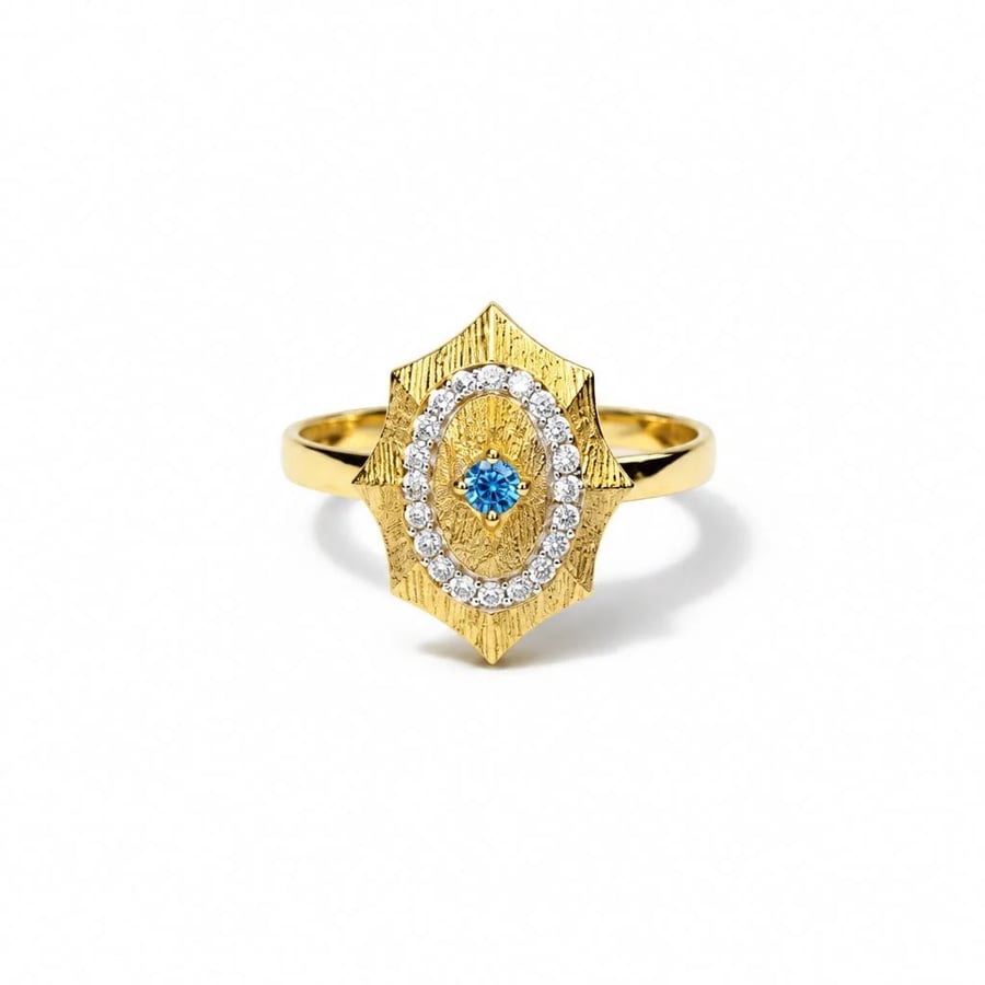 خاتم ذهب تصميم ايطالي مطفي الفيروزي 18k