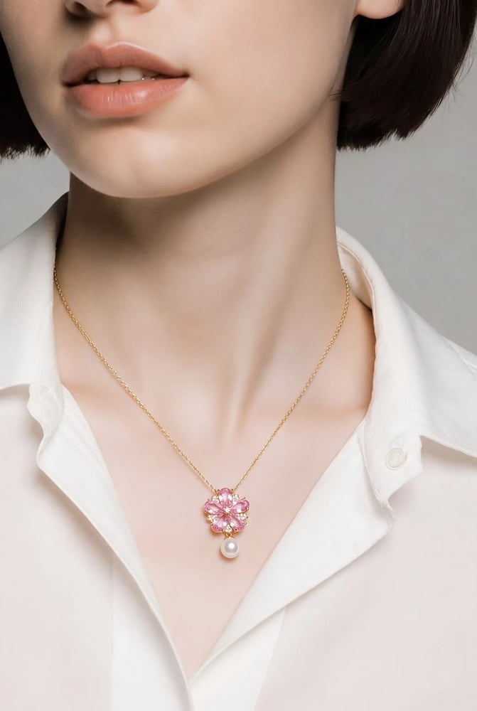 عقد ذهب مع لؤلؤ زراعي18k