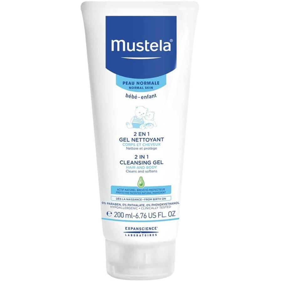 MUSTELA 2 IN 1 CLEANSING GEL 200ML HAIR AND BODY (036058) + (36034)