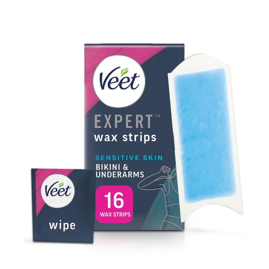 Veet Sensitive Skin Bikini & Under Arm Wax Strip 16 + Wipe 4