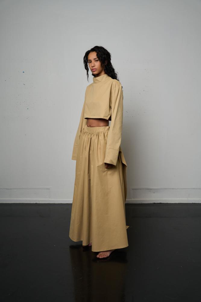 Azr 3 Wide cotton skirt - Beige