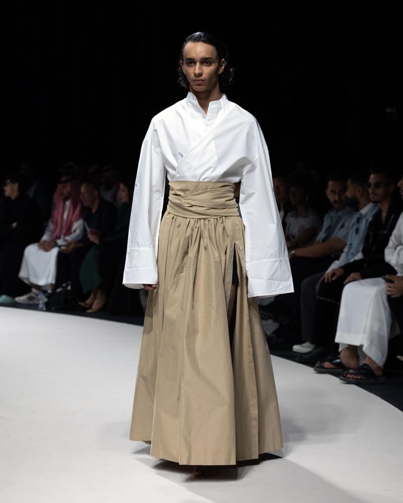 Azr 3 Wide cotton skirt - Beige