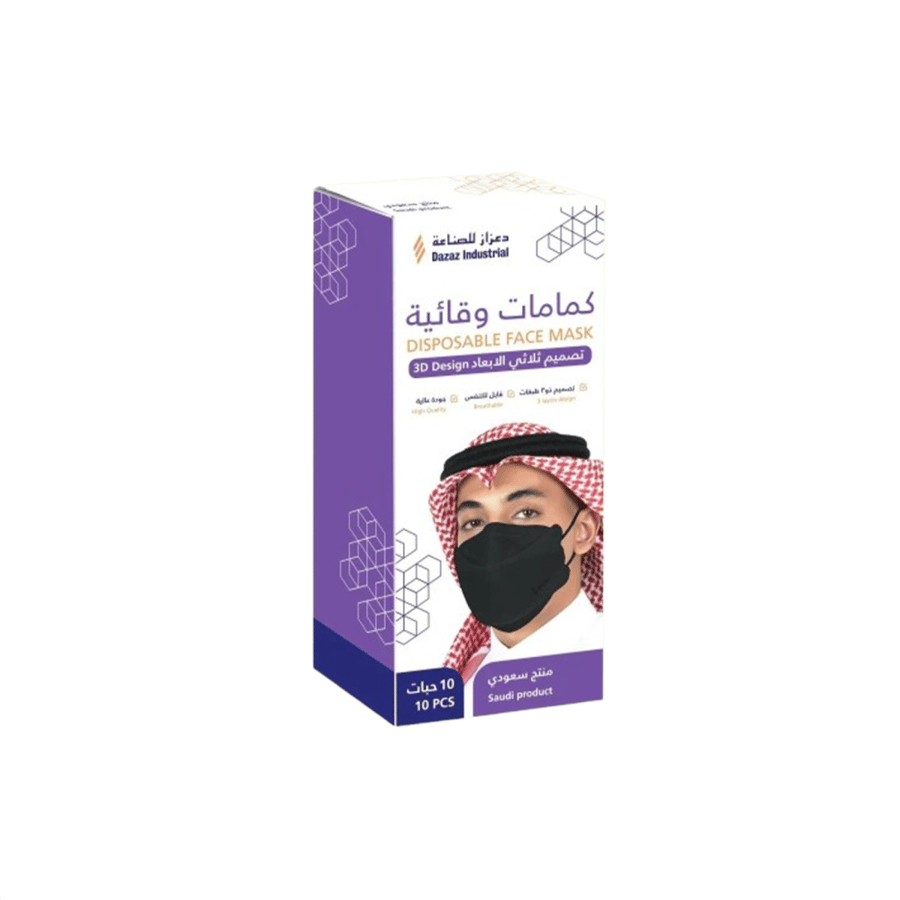 دعزاز كمامات وجه ثلاثية الأبعاد سوداء 10 قطع *20