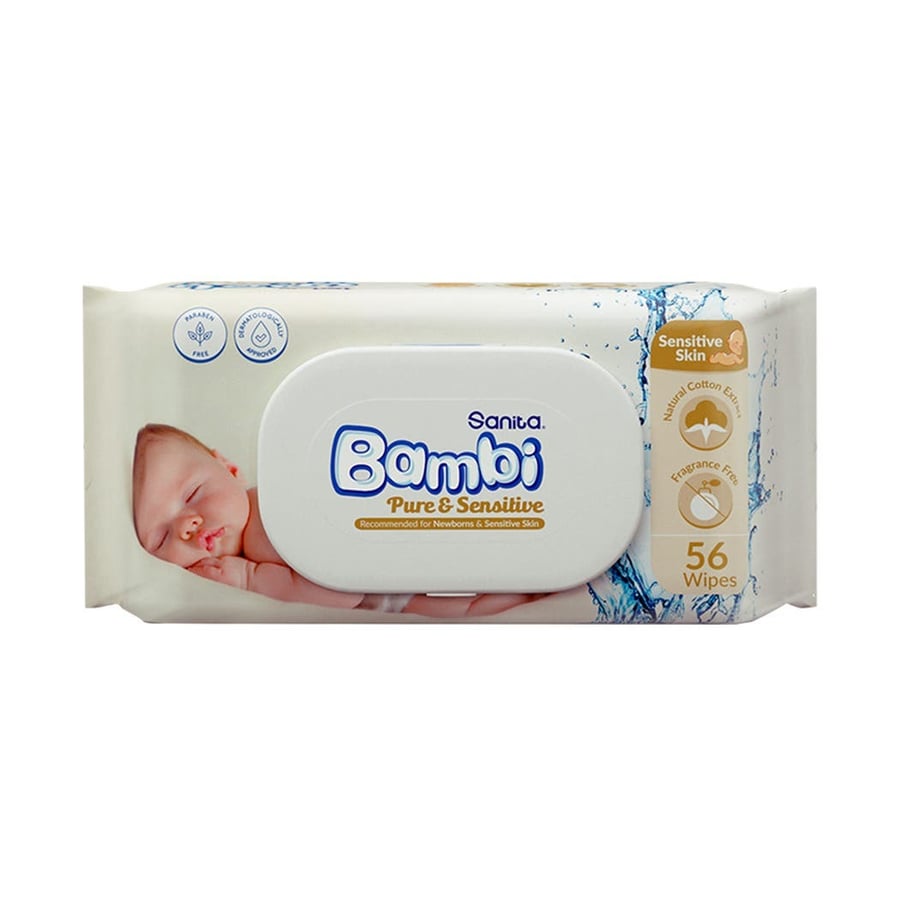 Bambi moist wipes perfect for sensitive skin - 56 pieces