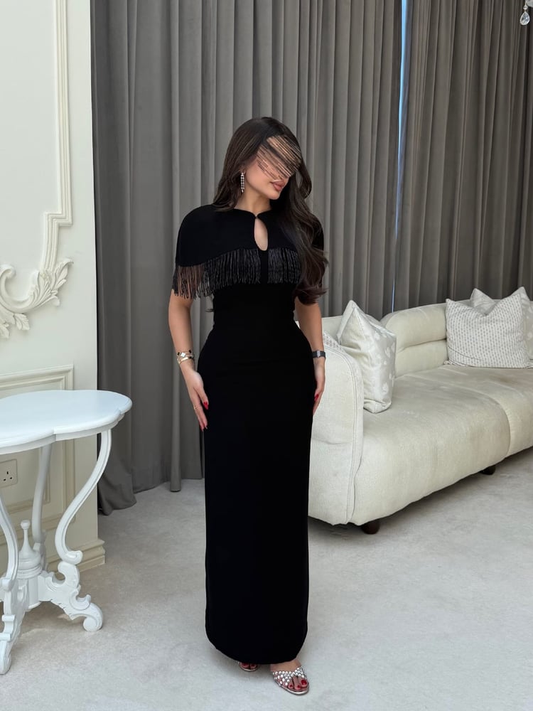 فستان سهرة أسود باربي طويل للمناسبات والأعراس متجر مولين