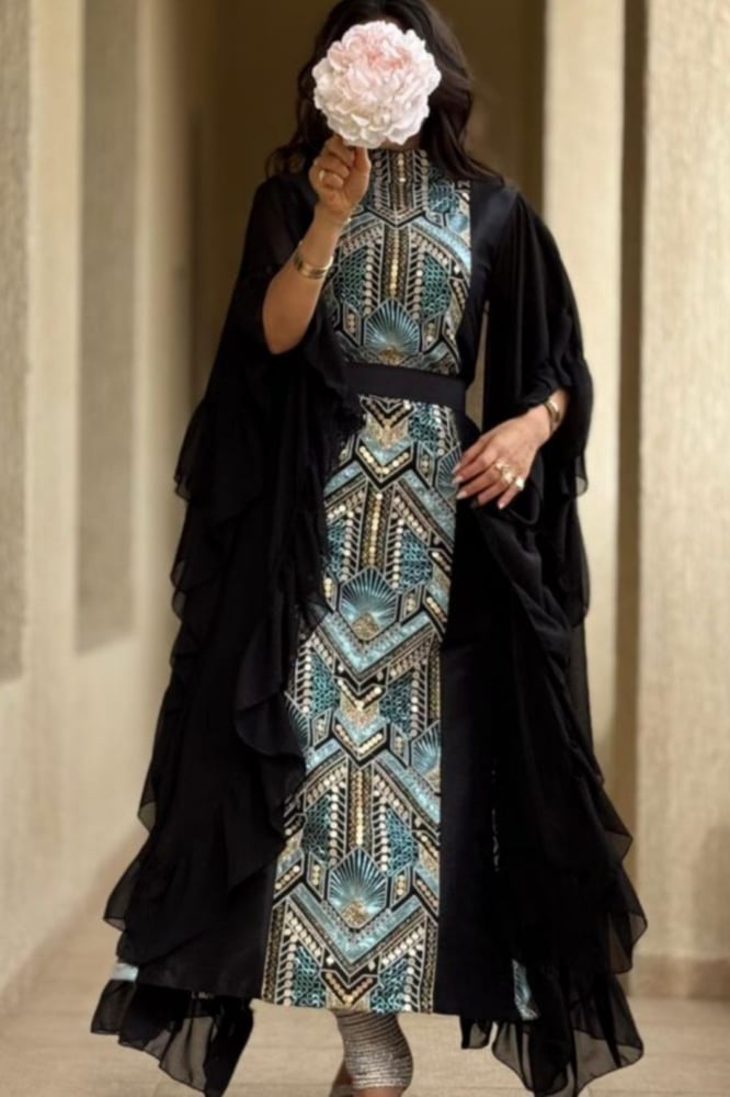 فستان سهره سماوي على اسود