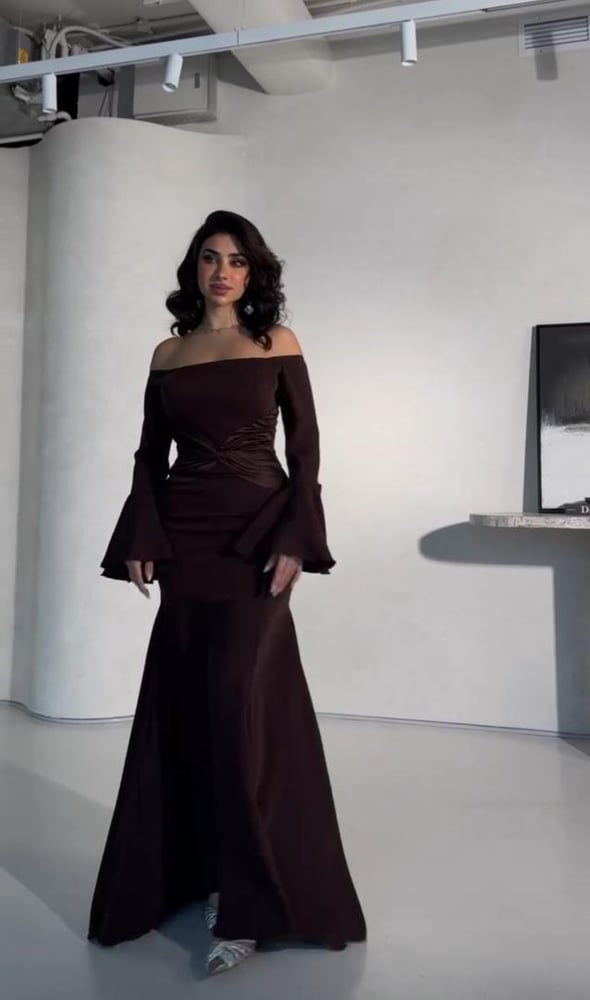 فستان سهره اسود وبني وعنابي