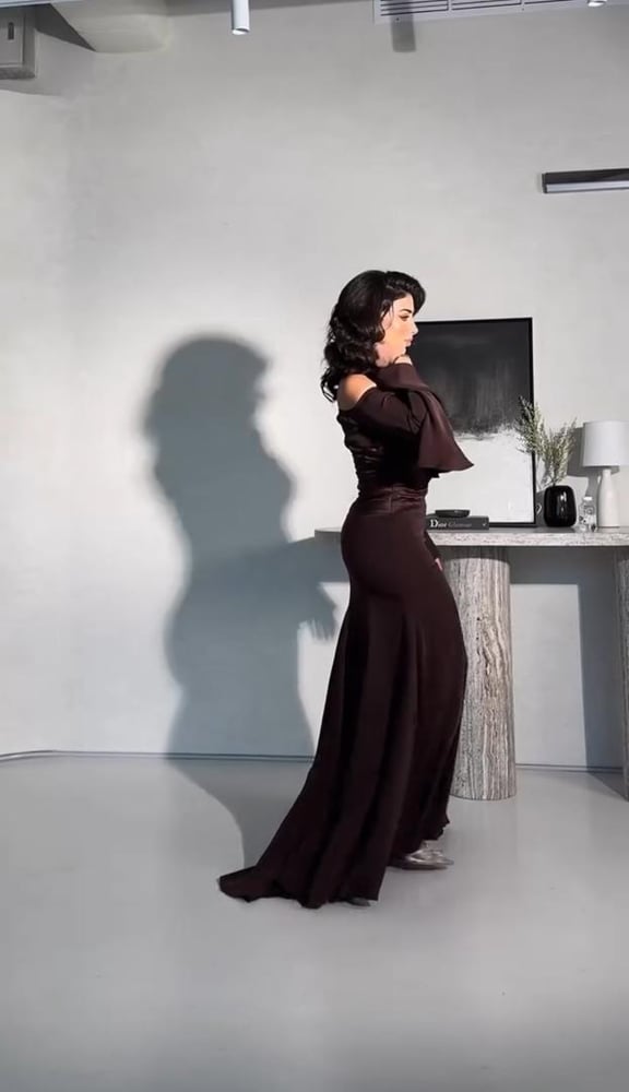 فستان سهره اسود وبني وعنابي