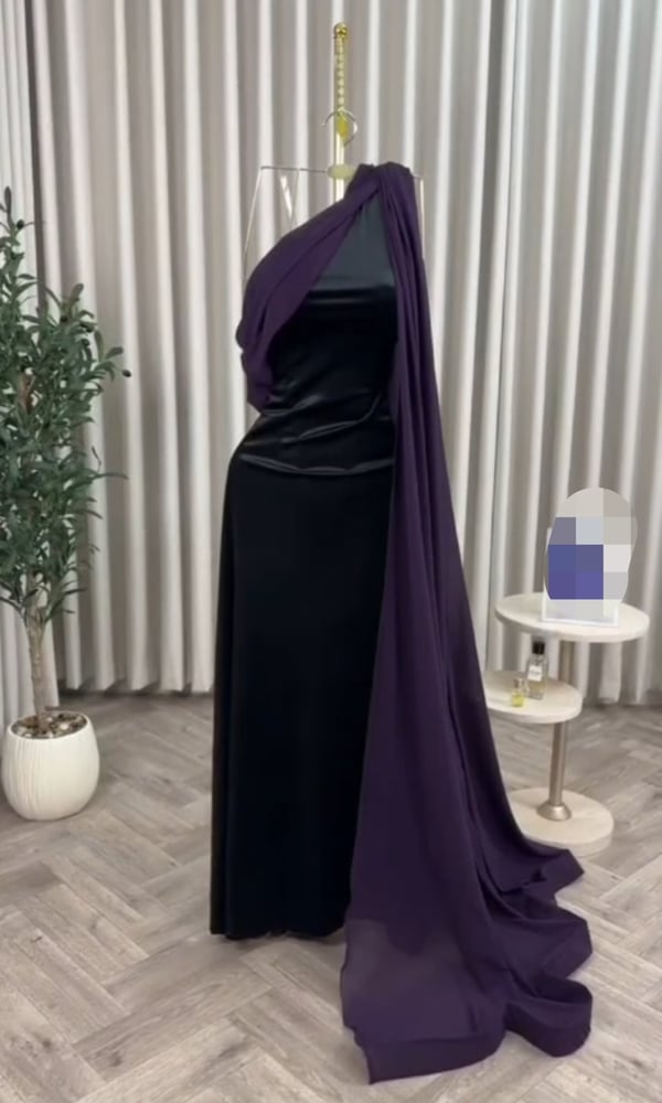 فستان سهرة أسود طويل للمناسبات والأعراس متجر مولين