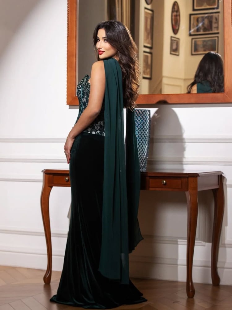 فستان سهره اخضر غامق