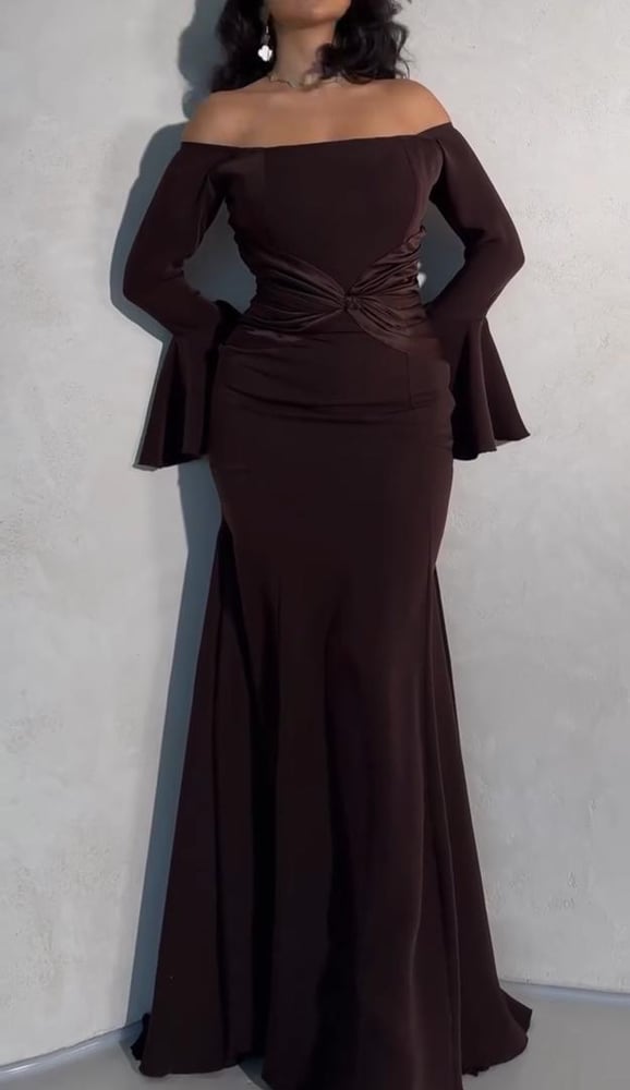 فستان سهره اسود وبني وعنابي