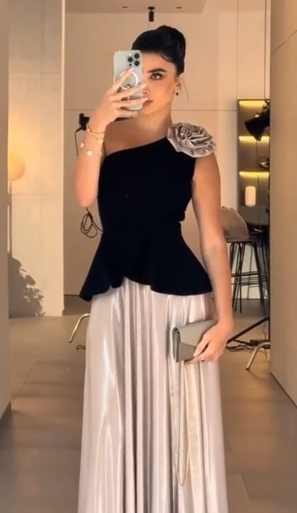 فستان سهره اسود مع ابيض