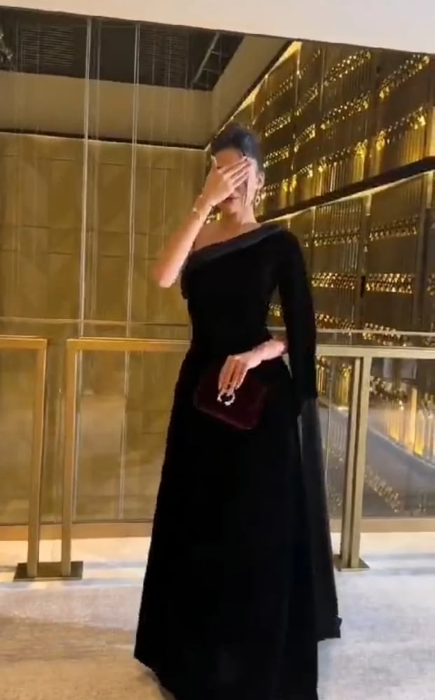 فستان سهرة أسود ميكادو طويل للمناسبات والأعراس متجر مولين