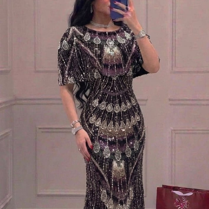 فستان سهرة اسود طويل للمناسبات النسائية