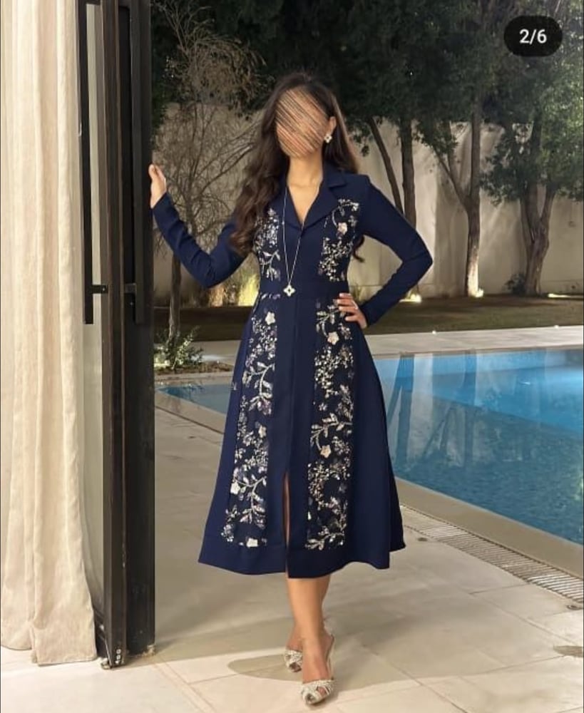 جلابيه سهرة ازرق