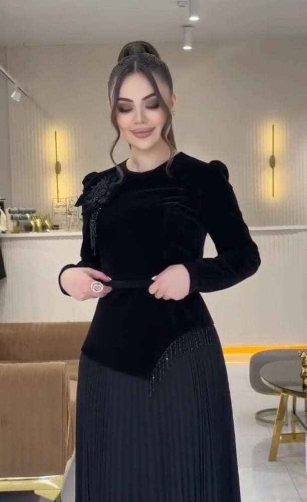 فستان سهرة أسود طويل للمناسبات والأعراس متجر مولين