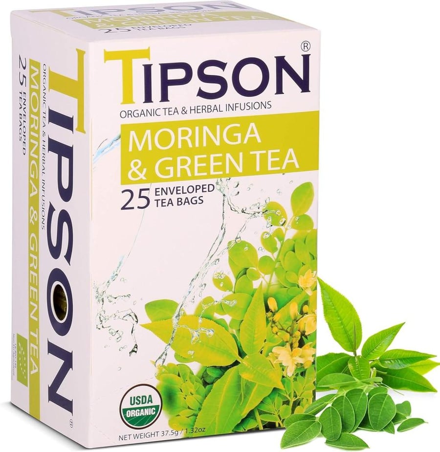 شاي أعشاب تيبسون مورينجا وشاي أخضر 25 مغلف-4pcs