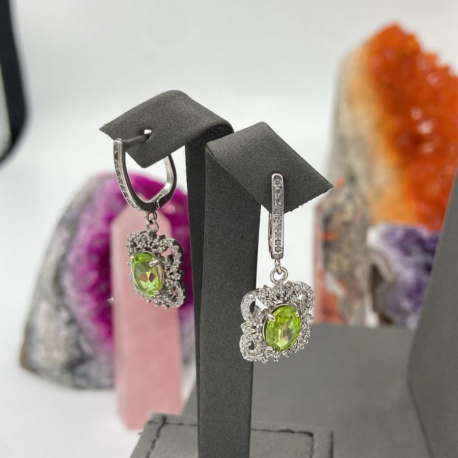 Women's set with turquoise stone, decorated with Swiss zirconium – 925 silver plated with rhodium