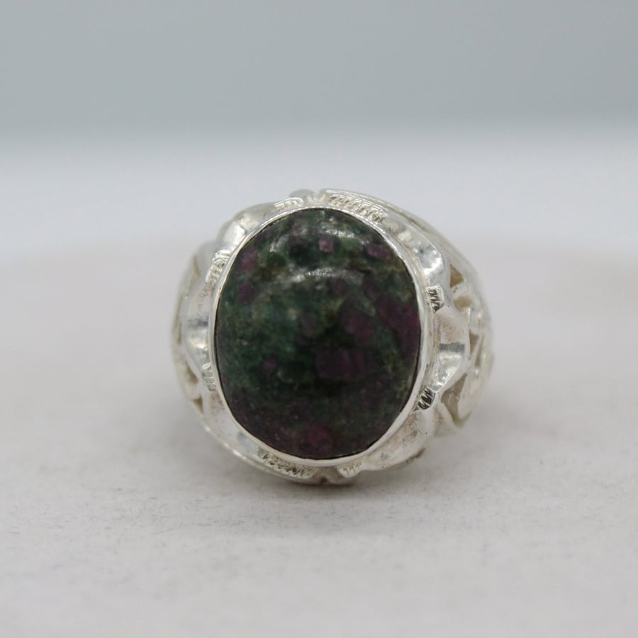 Men's ring, Zosite stone