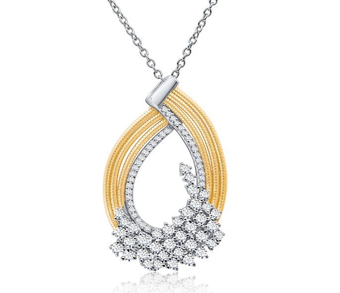 Aurora Drop Necklace – 925 Sterling Silver Yellow Gold Plated with Lab-Created Diamonds | L'Fori Jewelry