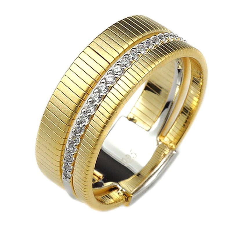 Ring, silver, yellow, 925, weight: 5.24 grams, diamonds: 0.15 carats, DE-VVS, GRC laboratory-grown diamonds