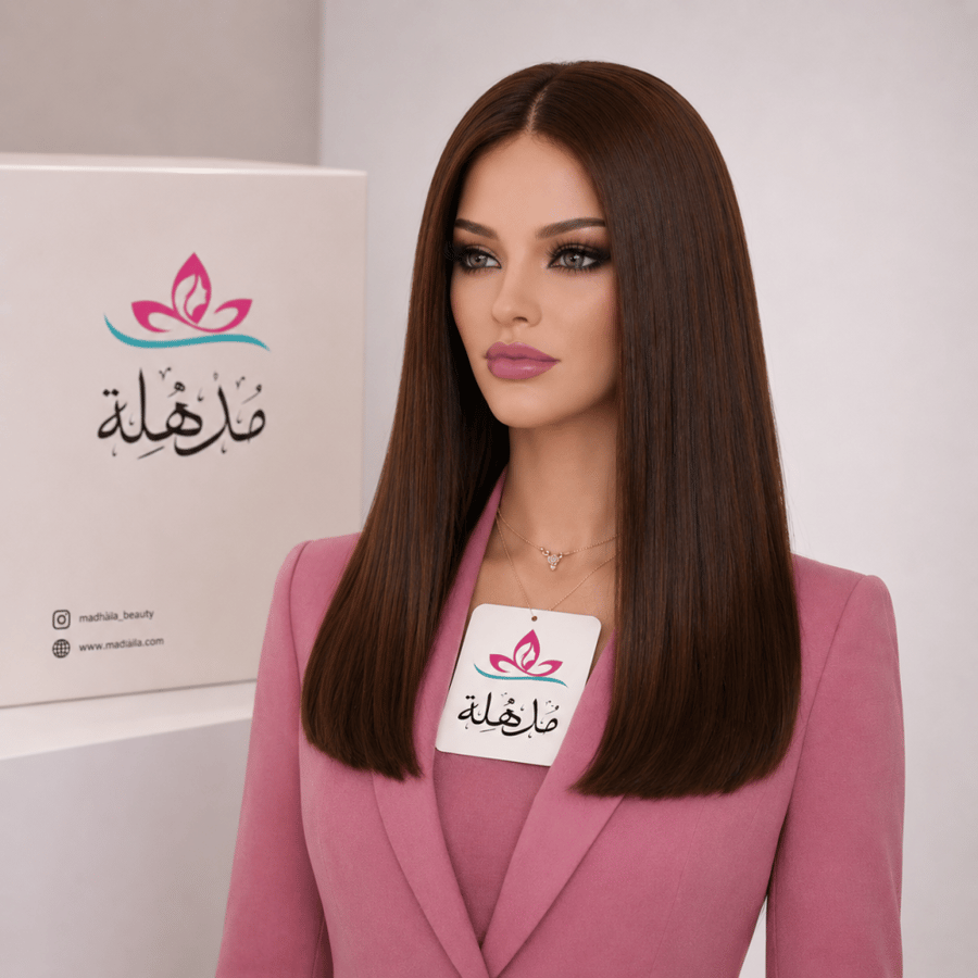 باروكة شعر طبيعي 16 انش, بني , استريت ناعم