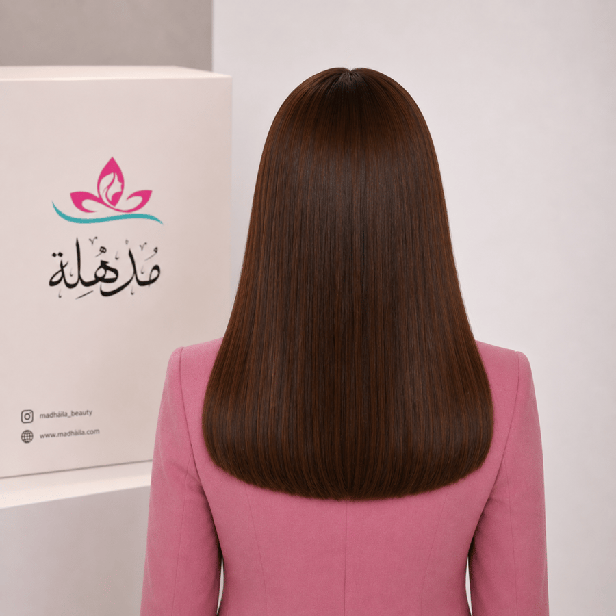 باروكة شعر طبيعي 16 انش, لون بني , استريت ناعم-جذور اماميه-فروه دانتيل- كثافه 180 %