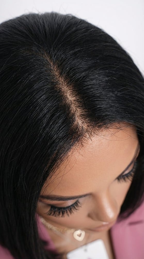 باروكة شعر طبيعي -10 إنش – أسود طبيعي استريت-جذور اماميه-فروه دانتيل-كثافه1505متوسطه